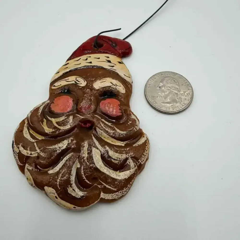 Vintage Christmas Ornaments Lot 3‎ Santa Tractor Felt Soldier Ceramic Face Decor